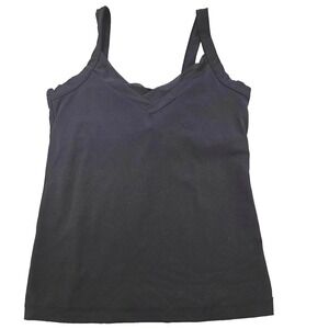 Kyodan Tank Top Womens Medium Black V-Neck Cami Athletic Stretch Nylon Yoga